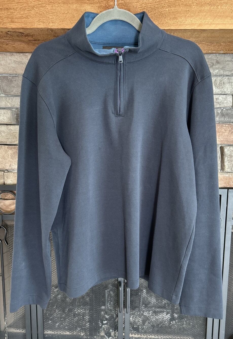 Men’s BONOBOS Navy Blue SLIM 1/4 Zip Pullover Jacket Size L *C1